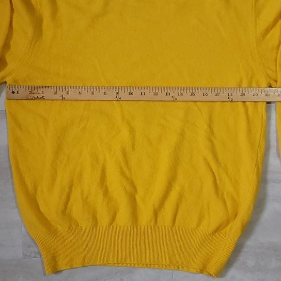 Vintage Pronto-Uomo Italian Mens Yellow Lambswool Knit Crew Neck Sweater Medium - Picture 7 of 9